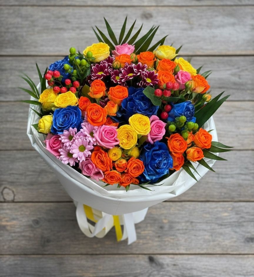 Букет цветов из: Розы и Хризантемы в Сафоново Смоленской области