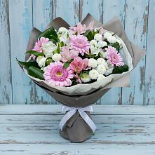 Букет цветов из:  Герберы, Альстромерии и Хризантемы в Сафоново Смоленской области
