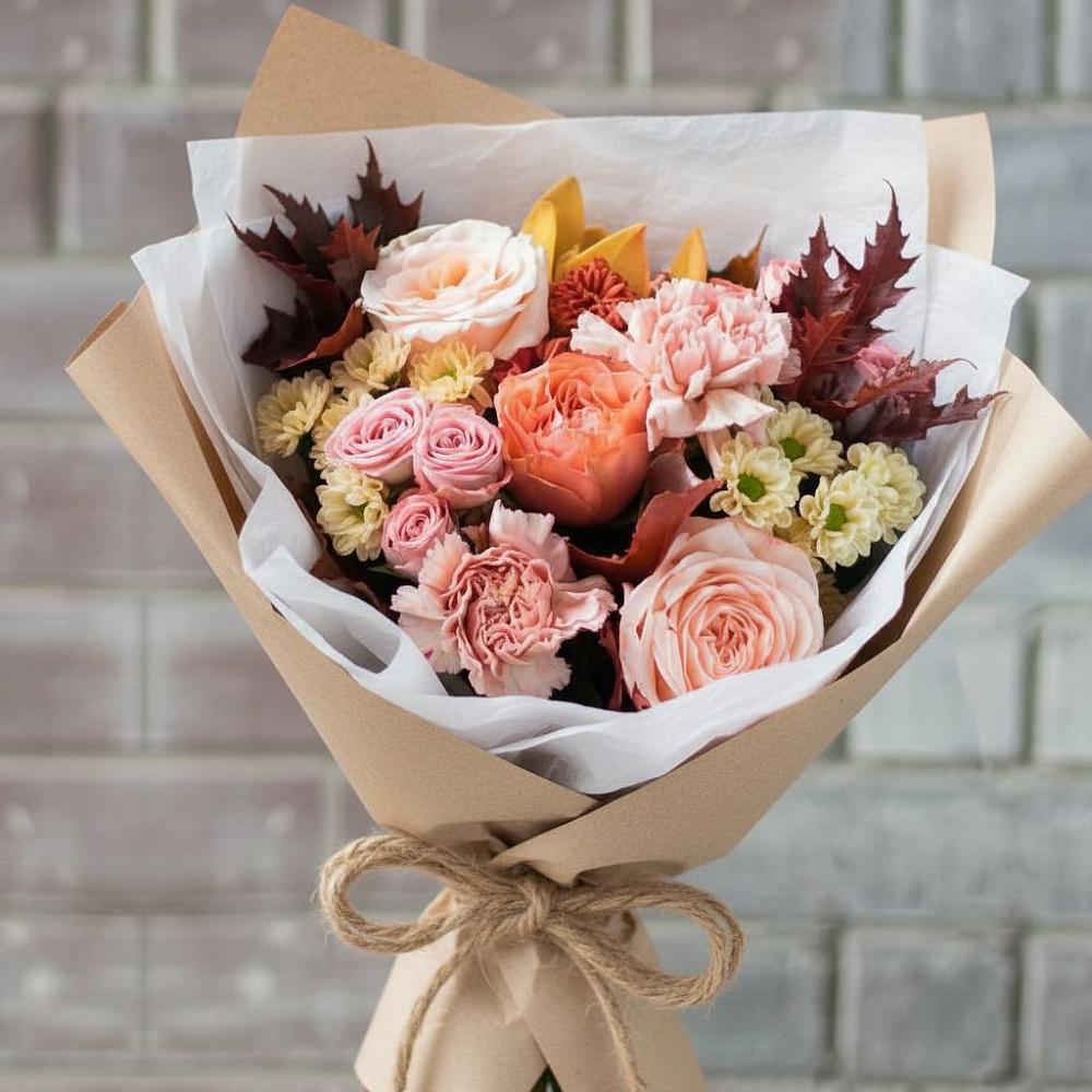 Букет цветов из: Гвоздики, Хризантемы и Розы в Сафоново Смоленской области