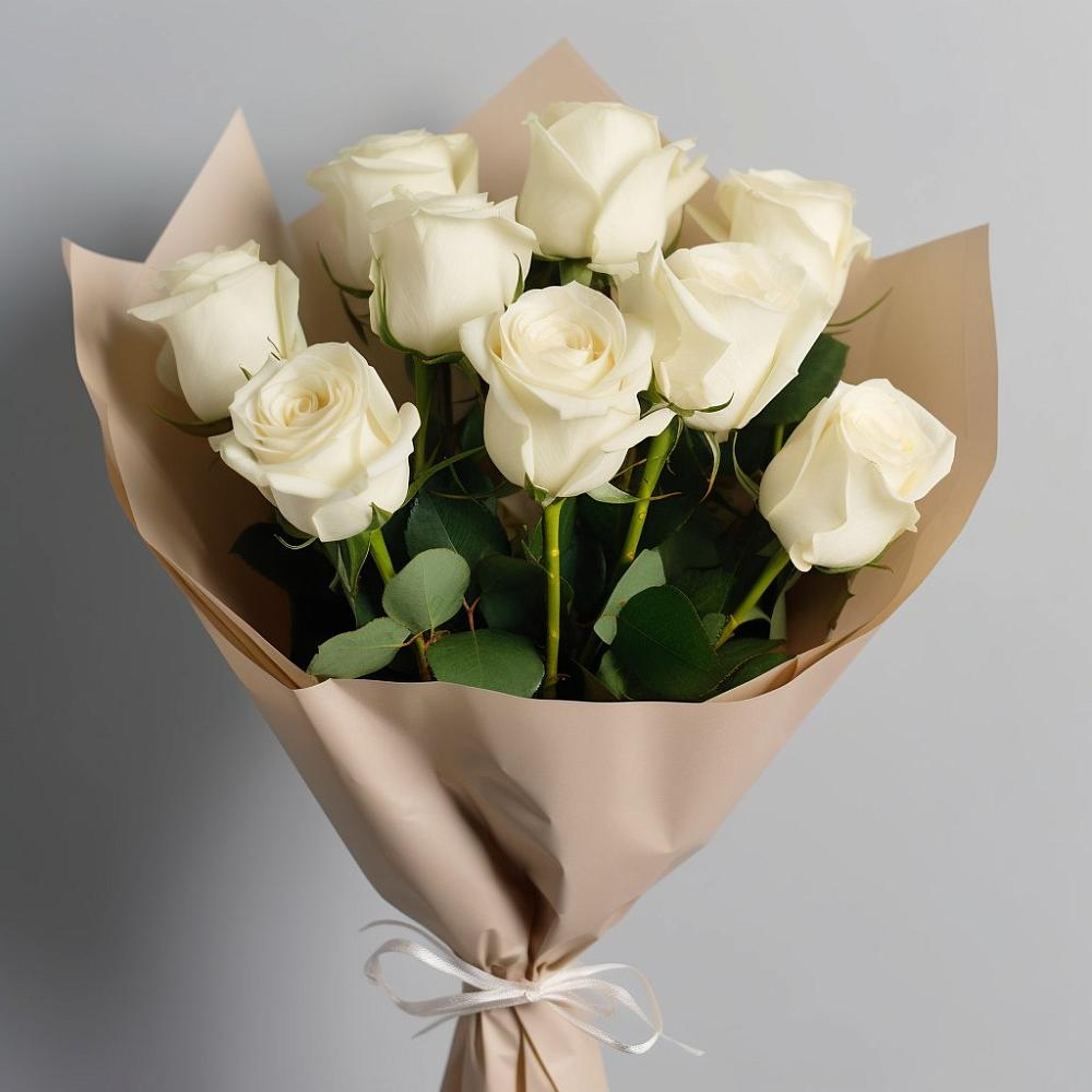 Букет 9 Белых роз Эдлесс Лав в Сафоново Смоленской области