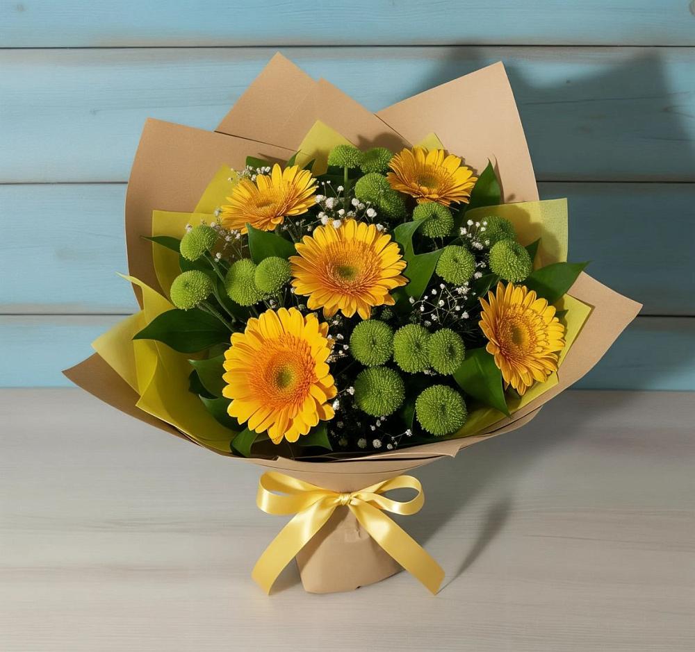 Букет цветов из: Герберы и Хризантемы в Сафоново Смоленской области