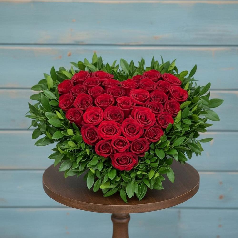 Цветочная композиция из Розы в виде сердца в Сафоново Смоленской области