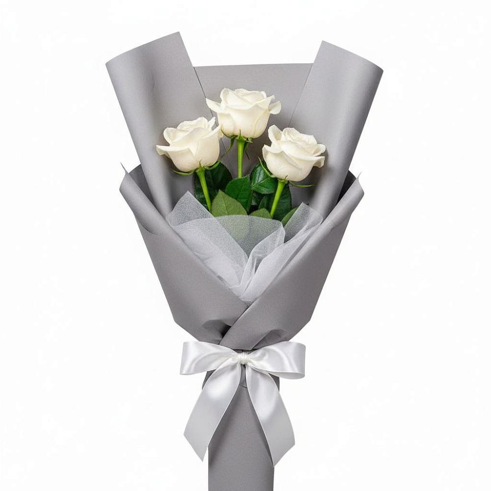 Букет 3 белые розы в Сафоново Смоленской области