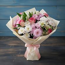 Букет цветов из:  Хризантемы, Альстромерии и Розы в Сафоново Смоленской области