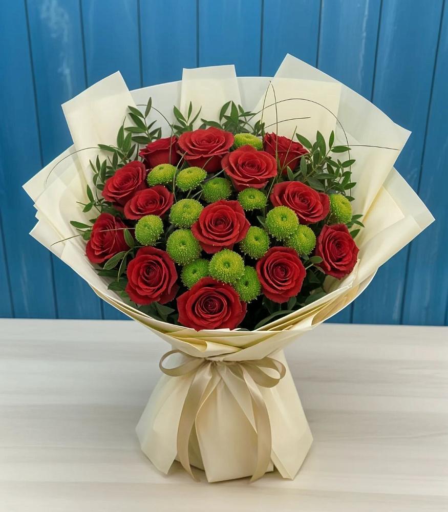 Букет цветов из: Розы и Хризантемы в Сафоново Смоленской области