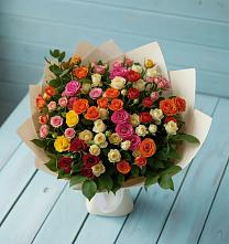 Букет Микс из разноцветных кустовых роз #REPLACE_PRED# Сафоново Смоленской области